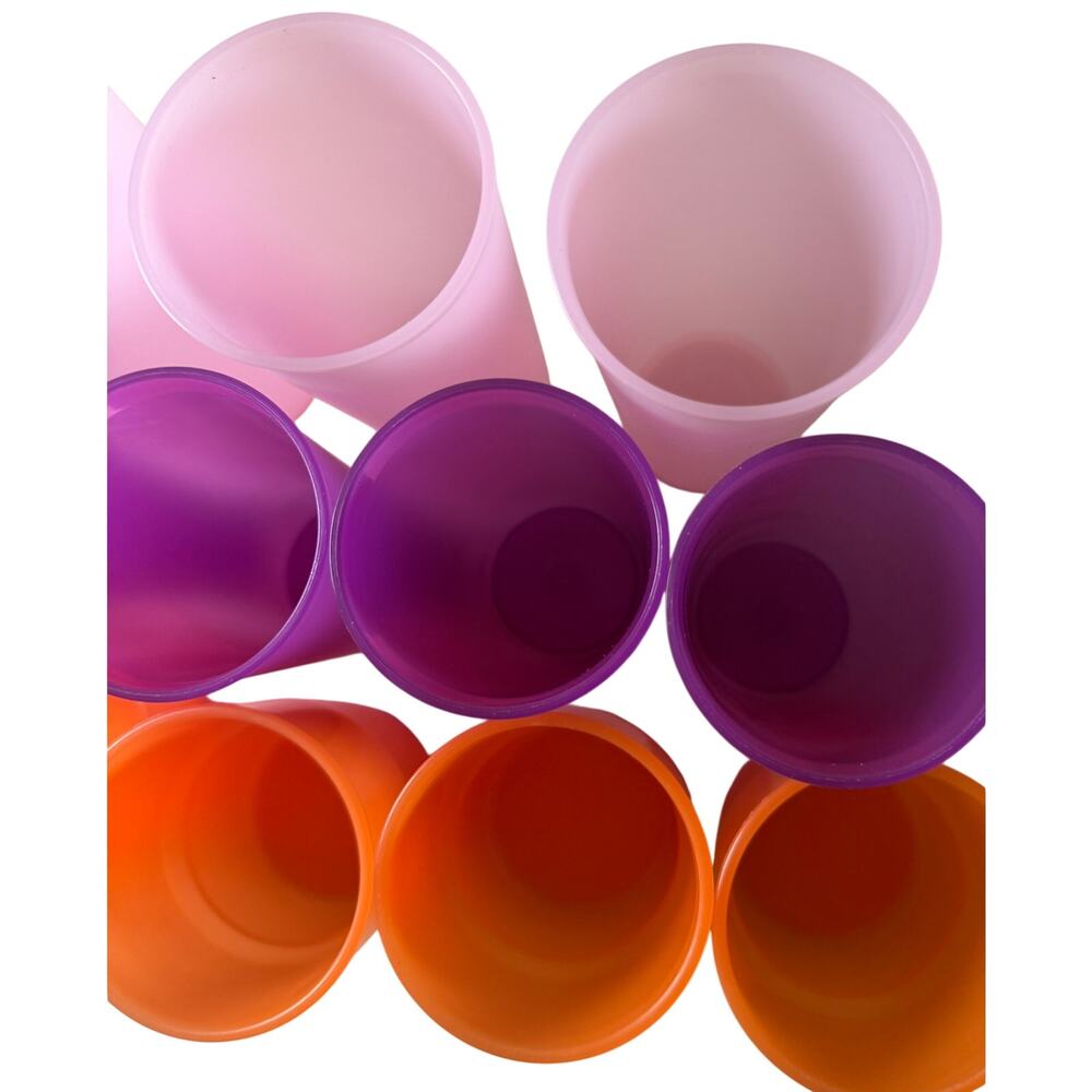 Vintage Tupperware Tumblers Lot of 11 Retro Plastic Cups Pink Purple Orange - Picture 3 of 7